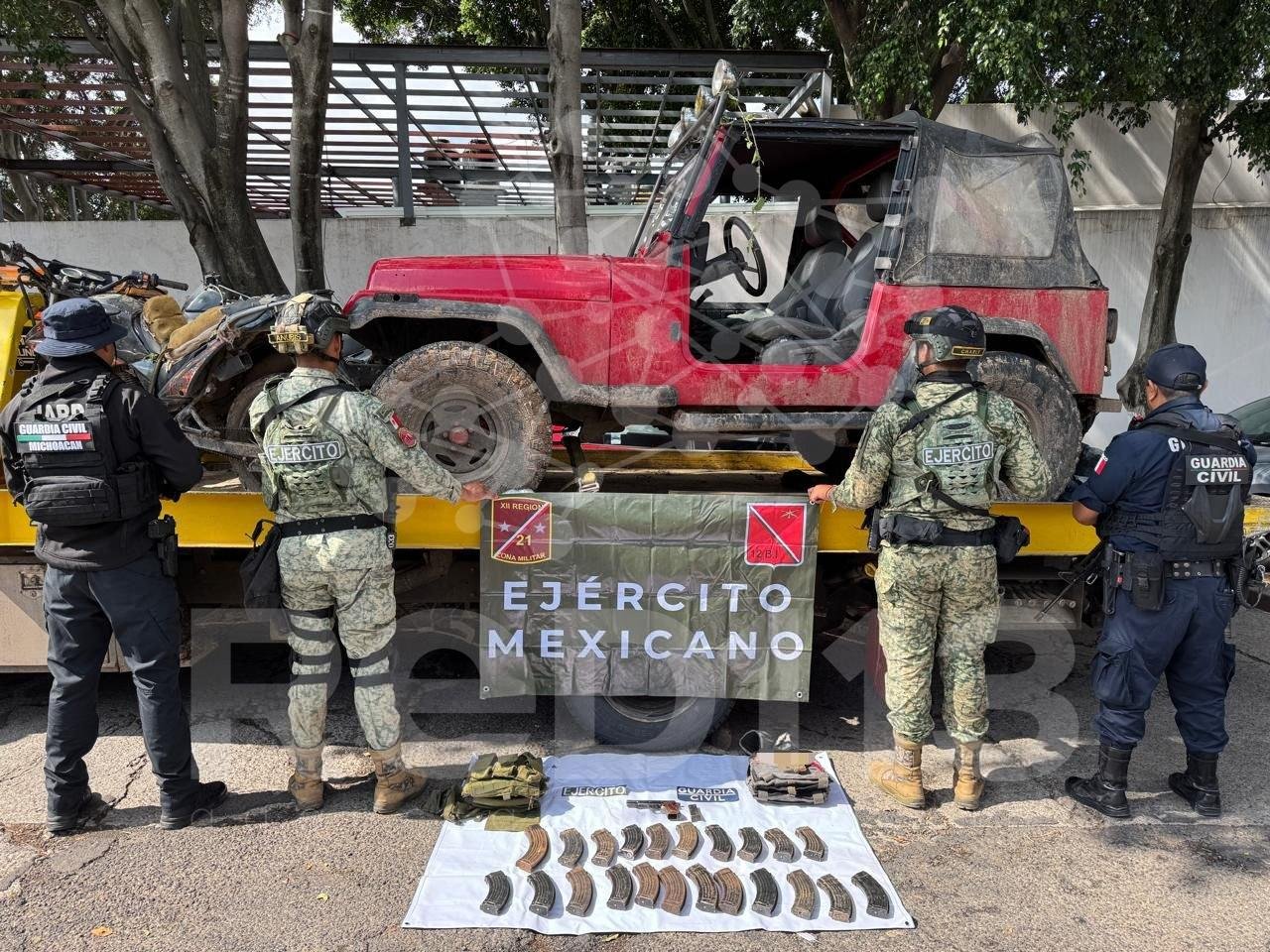 SSP y Defensa decomisan arma, municiones y vehículos en Hidalgo