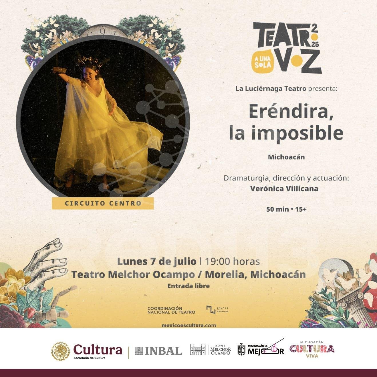 “Eréndira la Imposible” llega al Ocampo como parte del Festival de Monólogos