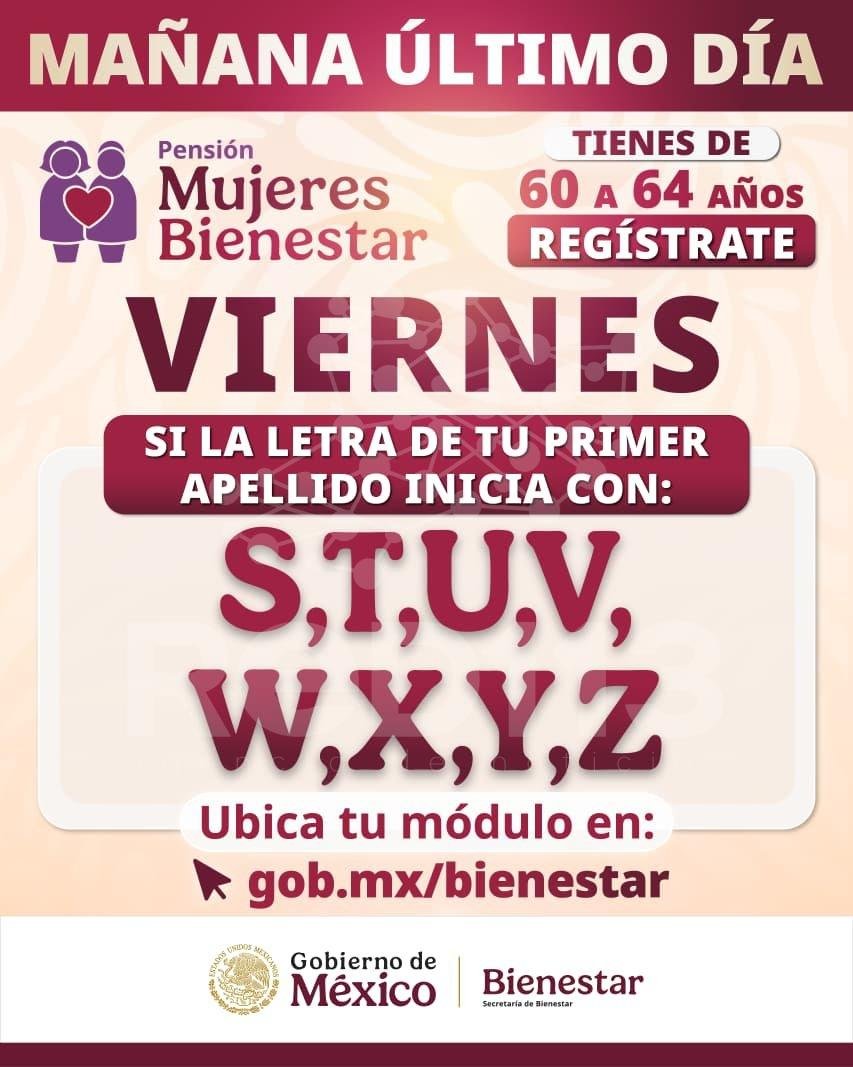Faltan 2 días para que concluya registro a la Pensión Mujeres Bienestar