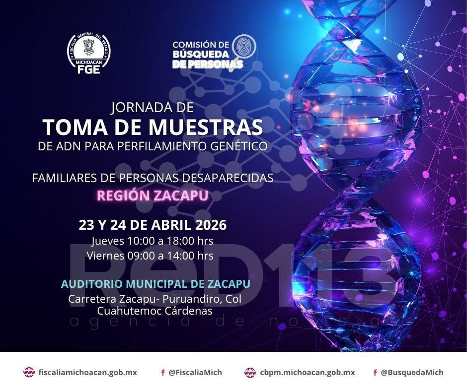 Impulsa Fiscal General, jornada de toma de muestras de ADN en Zacapu