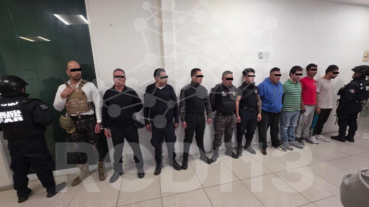 DEFENSA, GUARDIA NACIONAL Y POLICÍA ESTATAL DETIENEN EN JILOTZINGO A 10 HOMBRES POR PROBABLE ROBO DE TRANSPORTE DE CARGA CON VIOLENCIA