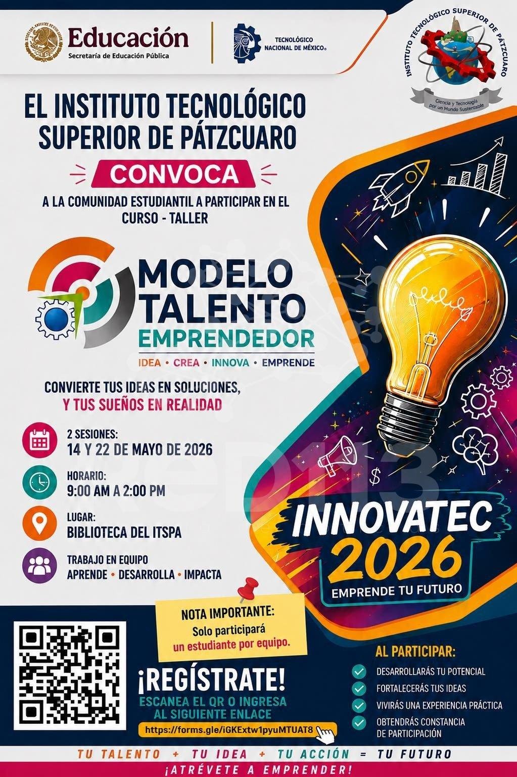 ITSPátzcuaro impulsa el emprendimiento estudiantil con curso-taller “Modelo Talento Emprendedor”