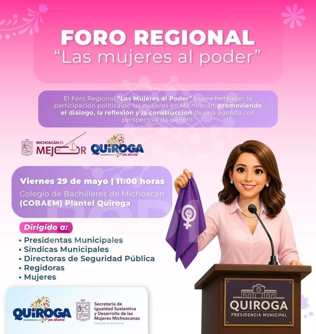 Alma Mireya González Sánchez convoca al Foro Regional “Las Mujeres al Poder” en Quiroga
