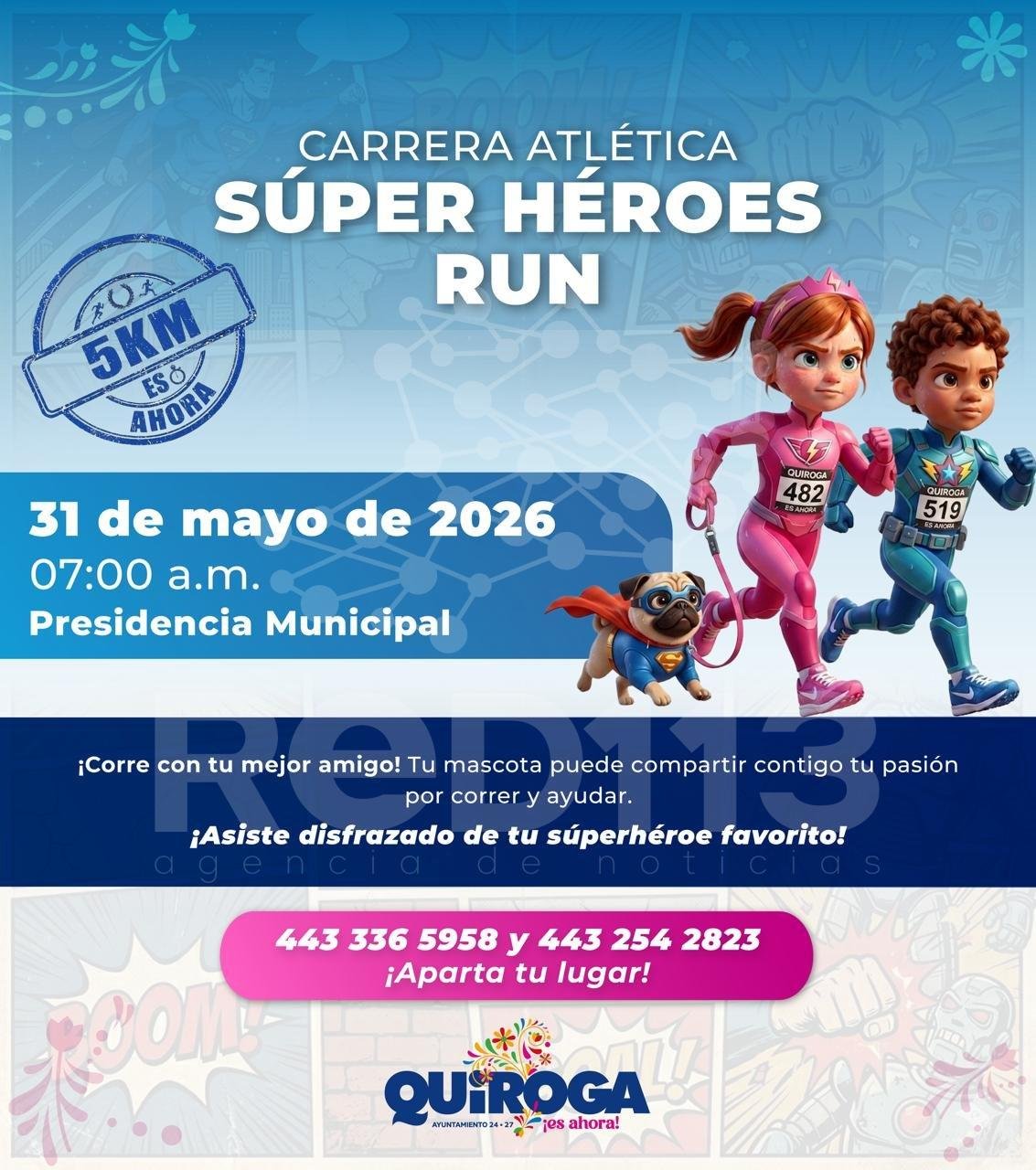 Invita Gobierno de Quiroga a participar en la Carrera Atlética “Súper Héroes Run”