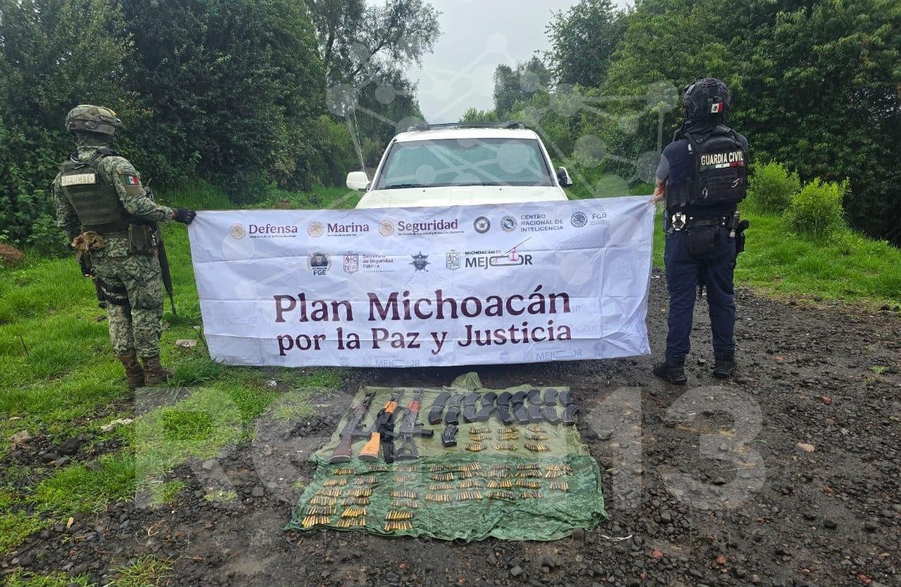 SSP y Defensa aseguran 3 fusiles, 450 municiones y un vehículo en Salvador Escalante