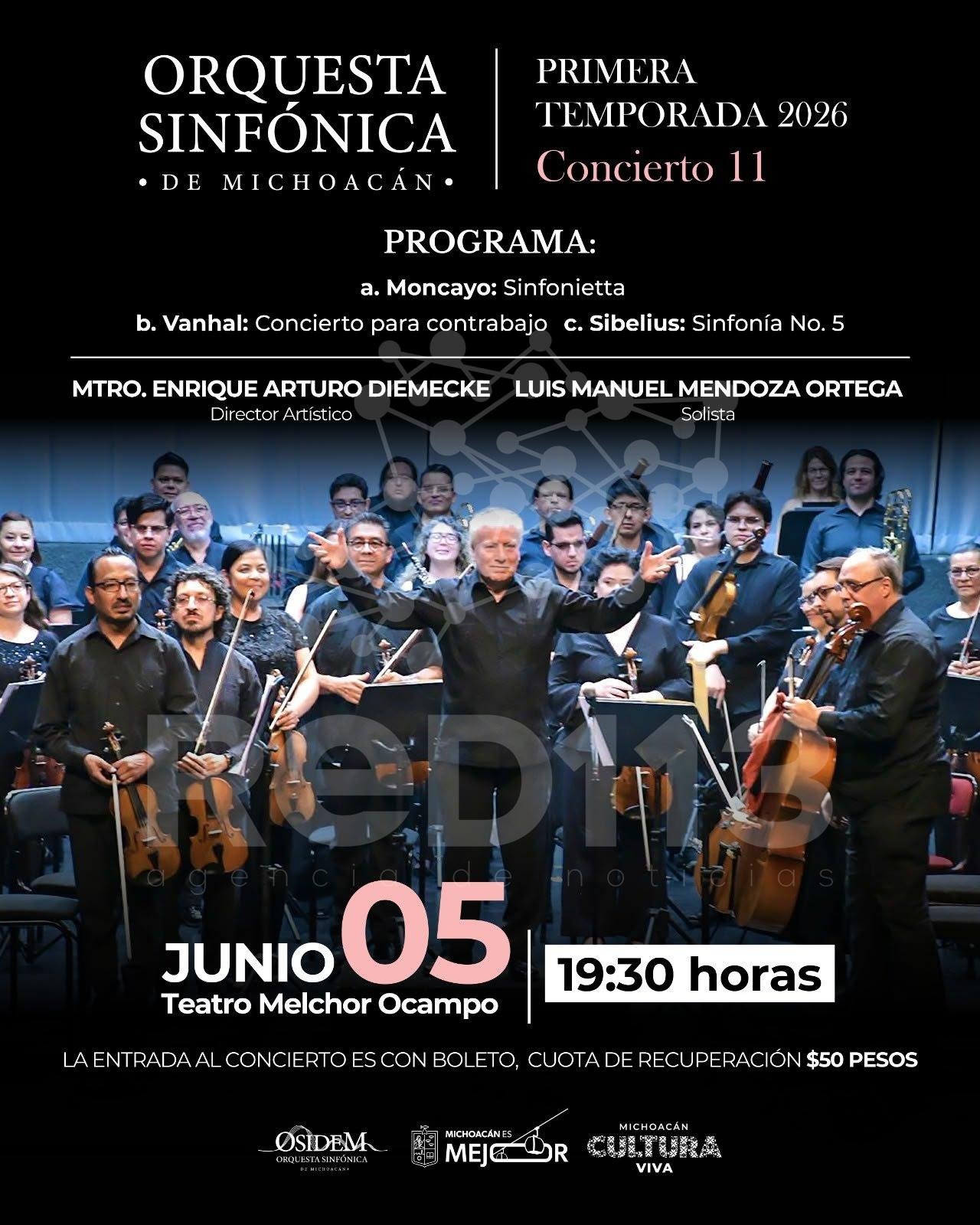La Osidem alista velada musical con obras de Moncayo, Vanhal y Sibelius