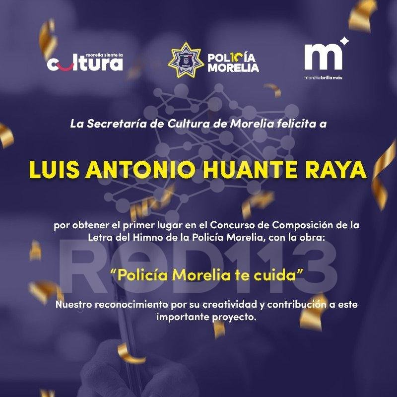 SeCultura anuncia ganador de convocatoria para crear Himno de la Policía Morelia
