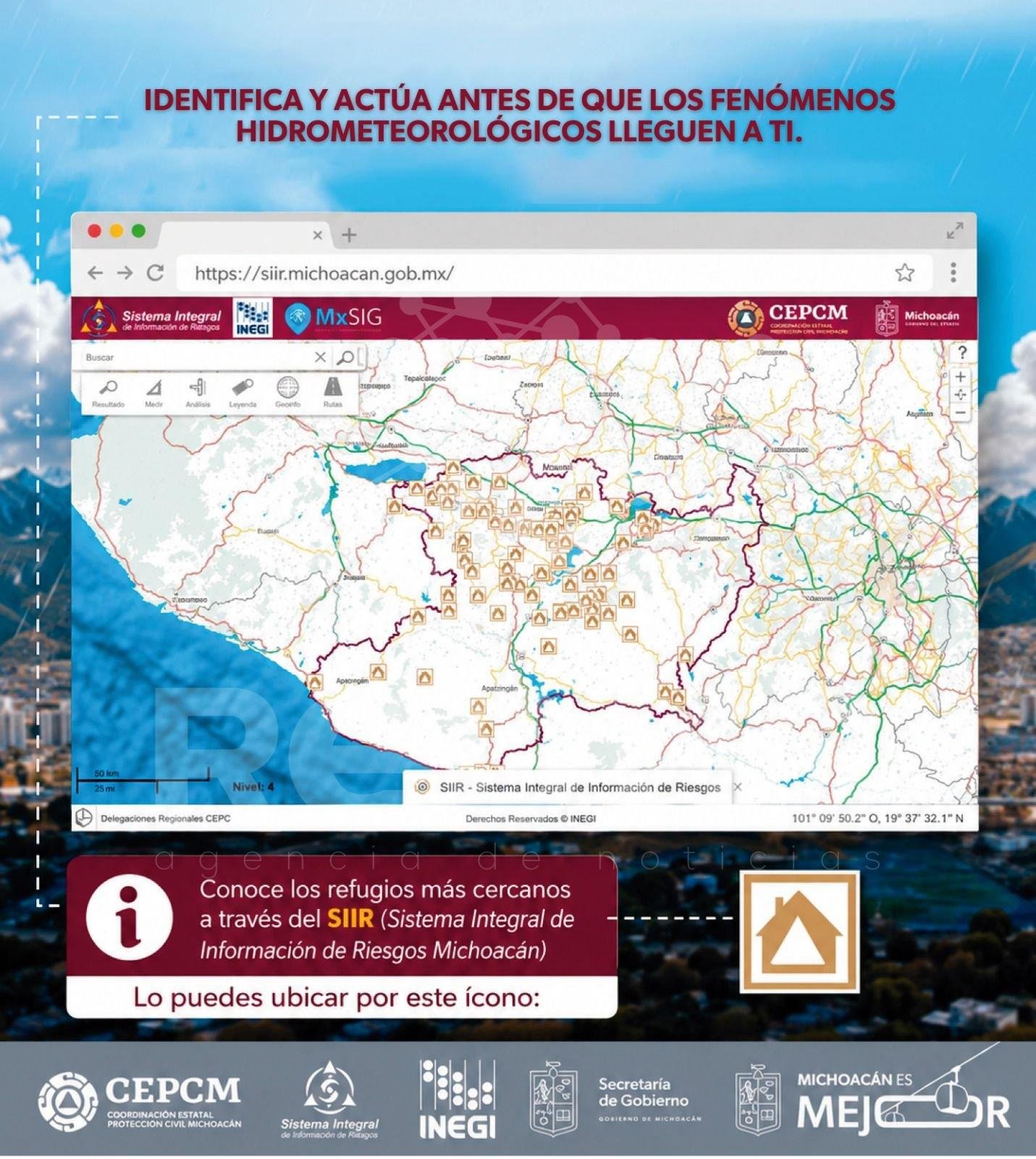 Michoacán listo para enfrentar lluvias y ciclones; Protección Civil cuenta con 256 refugios temporales
