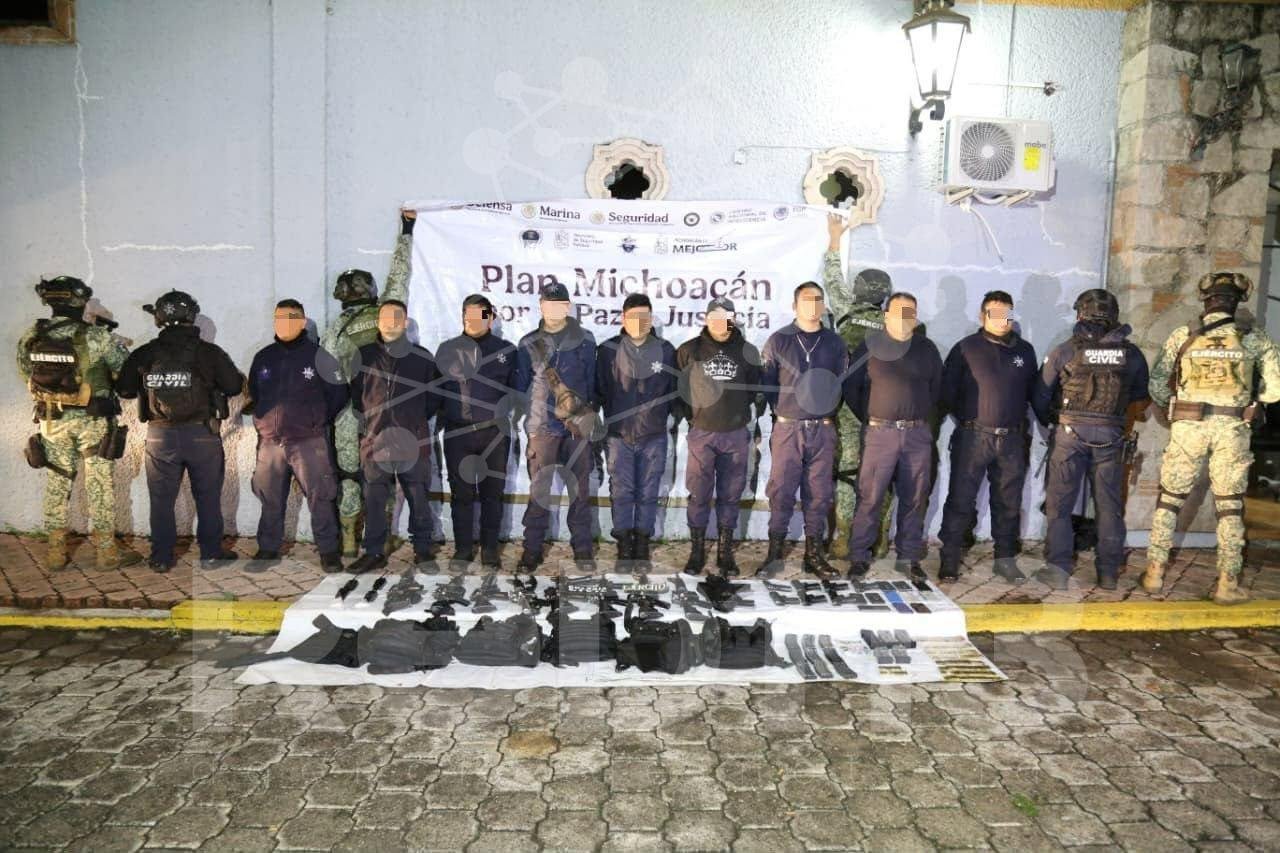 Detiene Guardia Civil a 9 presuntos implicados en usurpación de funciones; aseguran armas, equipo táctico y droga