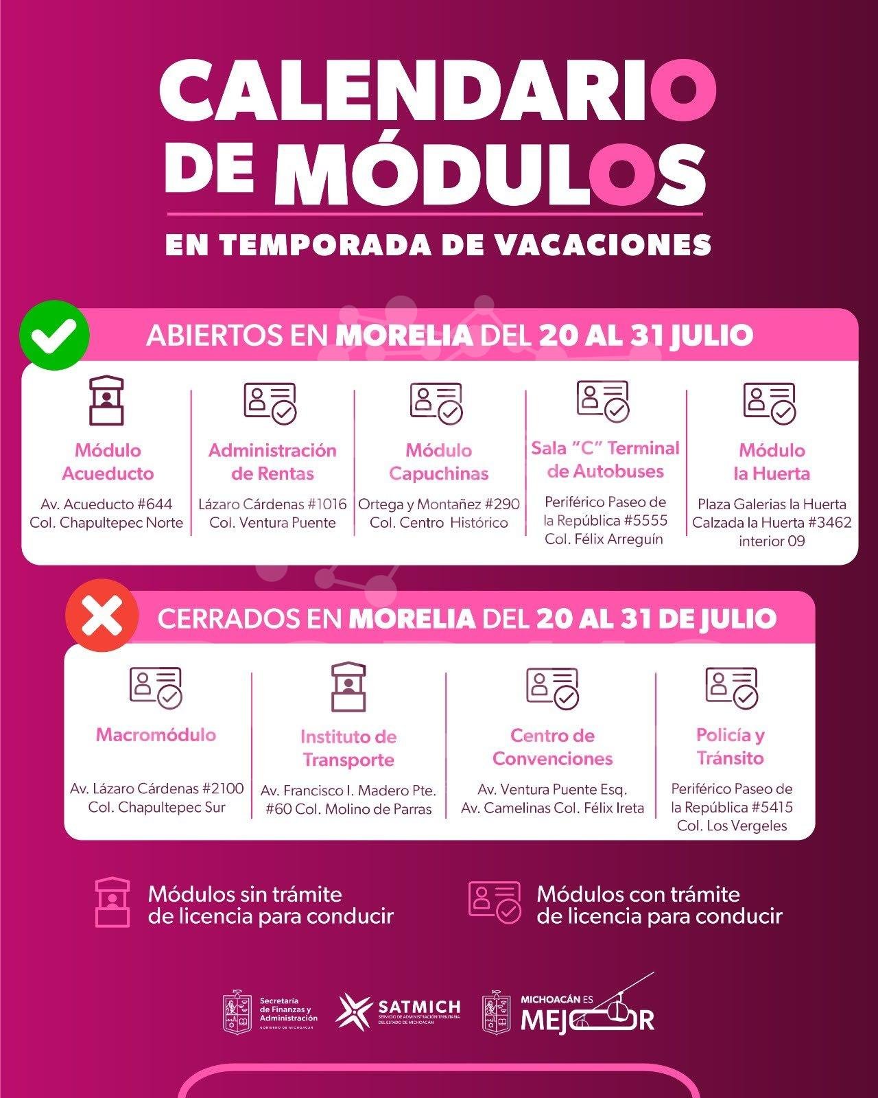 ¿Vas a tramitar tu licencia o pagar el refrendo? Estas son las oficinas que sí abrirán en Morelia por vacaciones