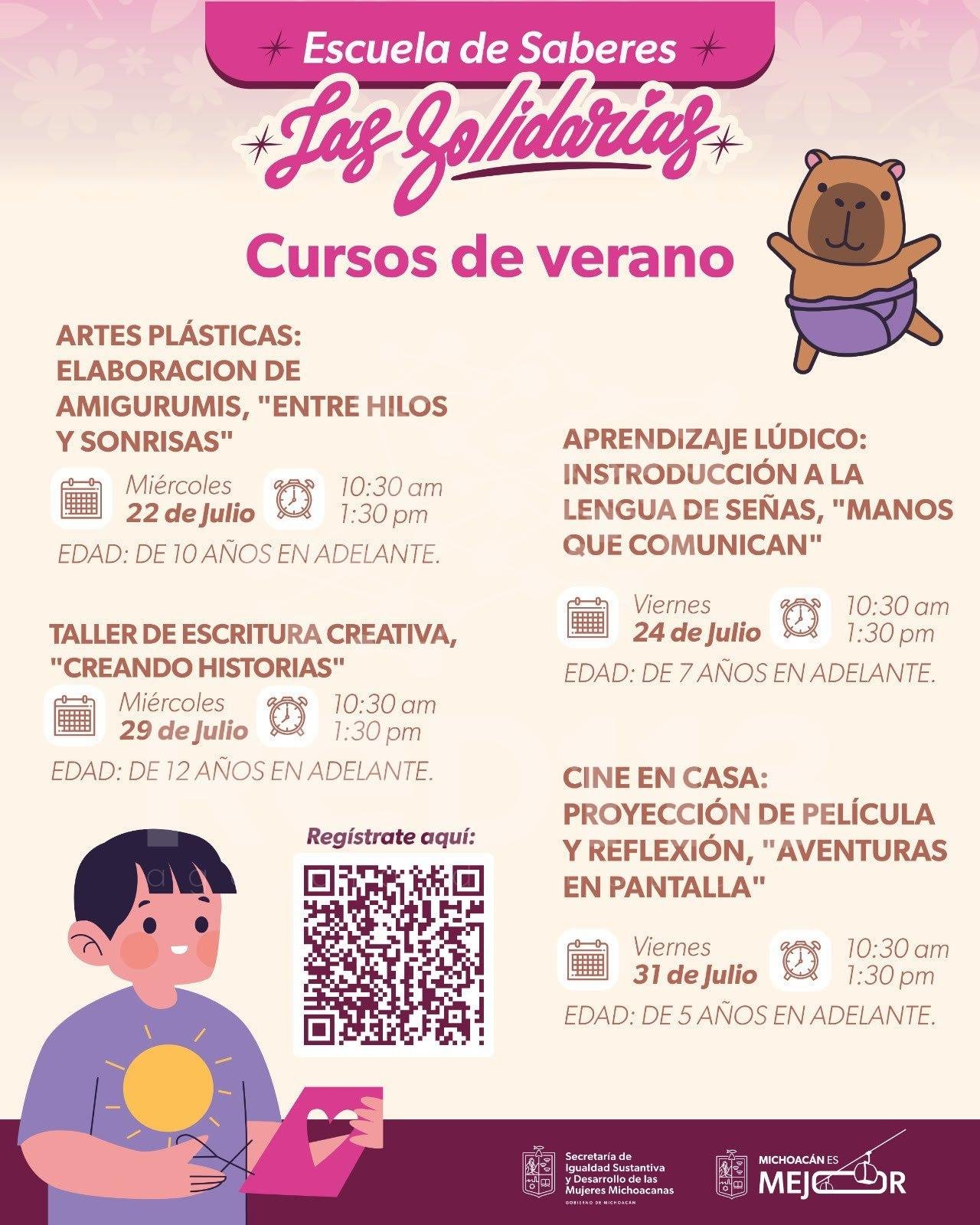 Este verano sé parte de los cursos gratuitos de «Las Solidarias» en Morelia