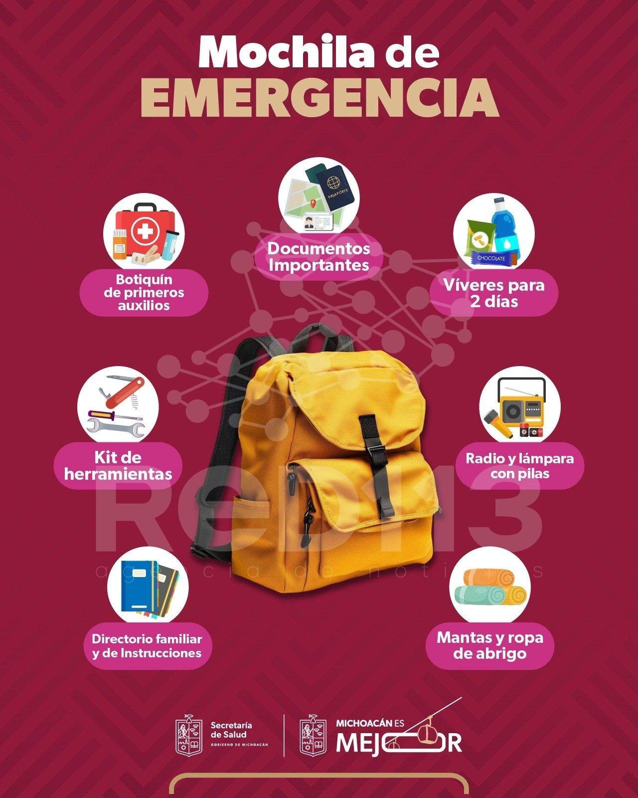 SSM te dice cómo preparar una mochila de emergencia ante temporada de lluvias
