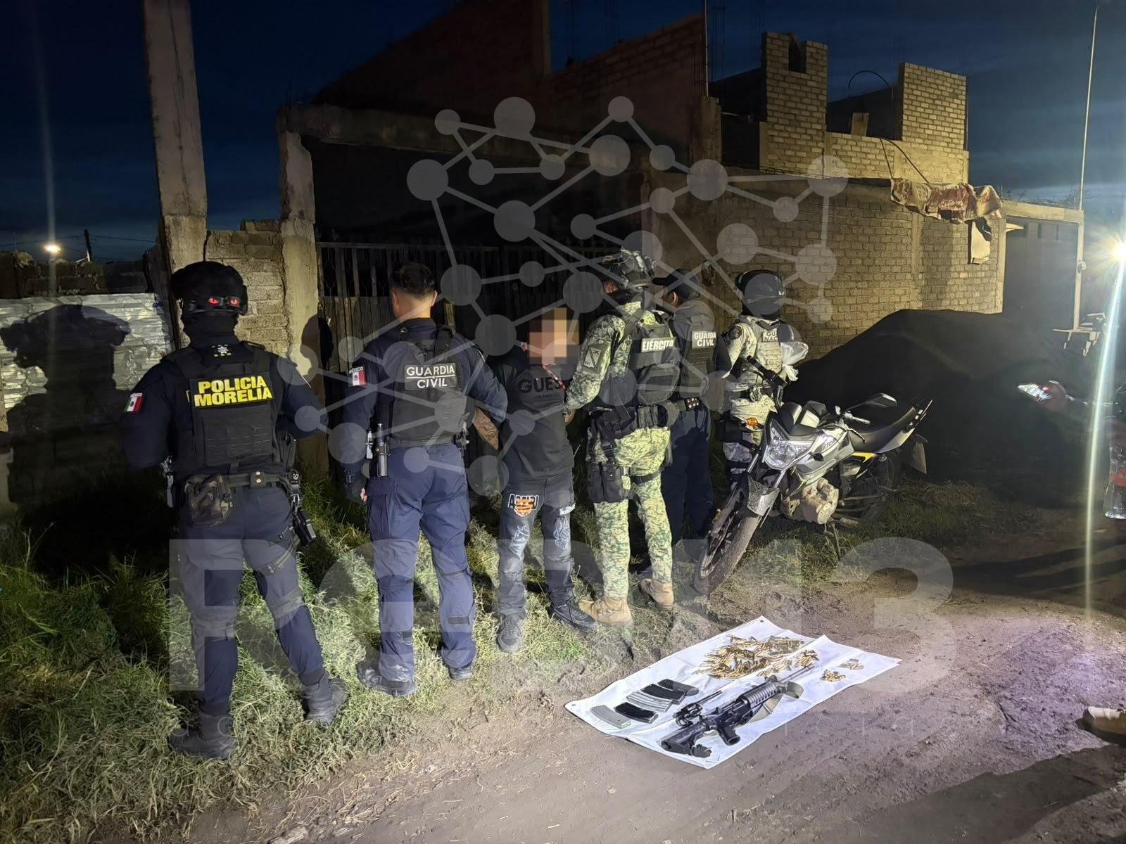 SSP detiene a hombre armado tras reporte de disparos en la vía pública en Morelia