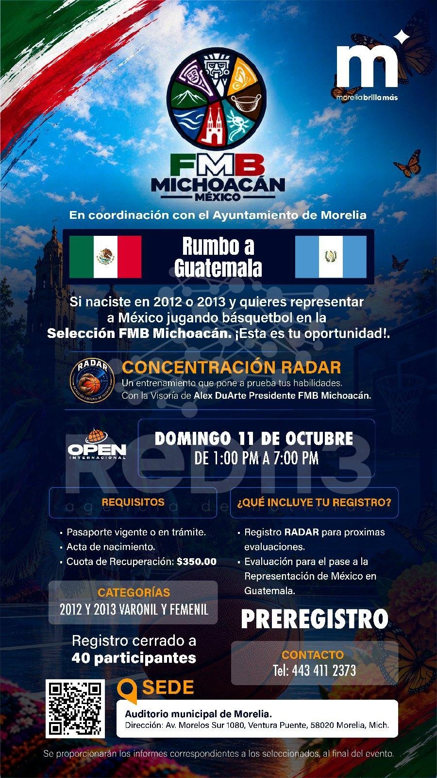 Gobierno de Morelia apoyará la selección de jóvenes basquetbolistas que competirán en Guatemala
