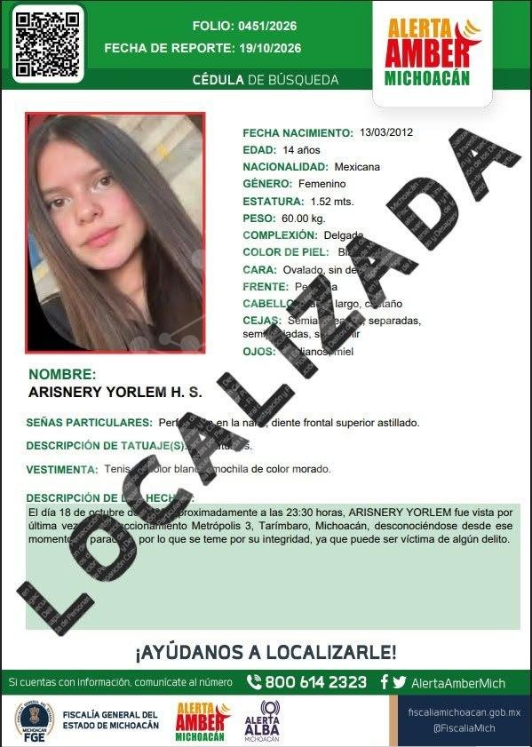Localiza FGE a dos adolescentes reportadas como desaparecidas en Tarímbaro y Morelia
