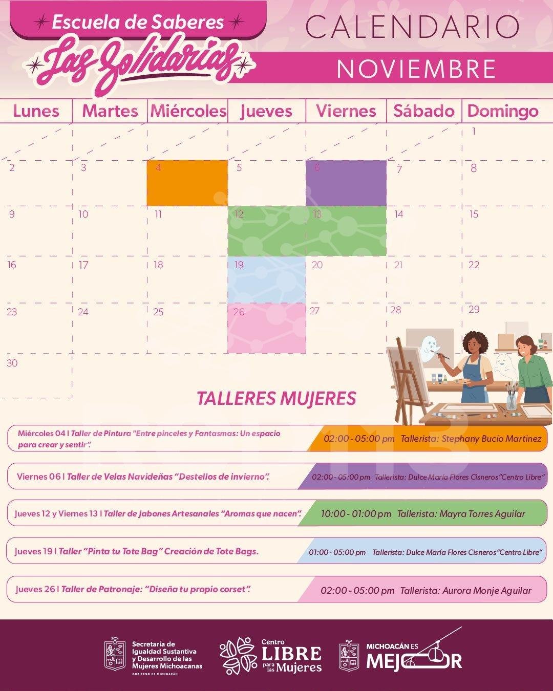 Seimujer invita a talleres gratuitos en el Centro LIBRE de Morelia